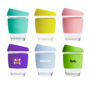 12 OZ Reusable Glass Coffee Cup