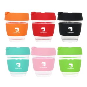 8 OZ Flip Top Glass Coffee Cup